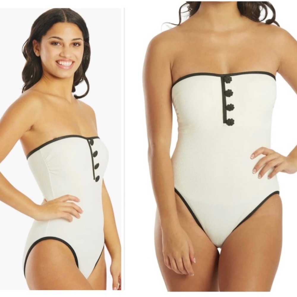 Kate Spade Texture Classic Bandeau
Swimsuit with signature spade buttons